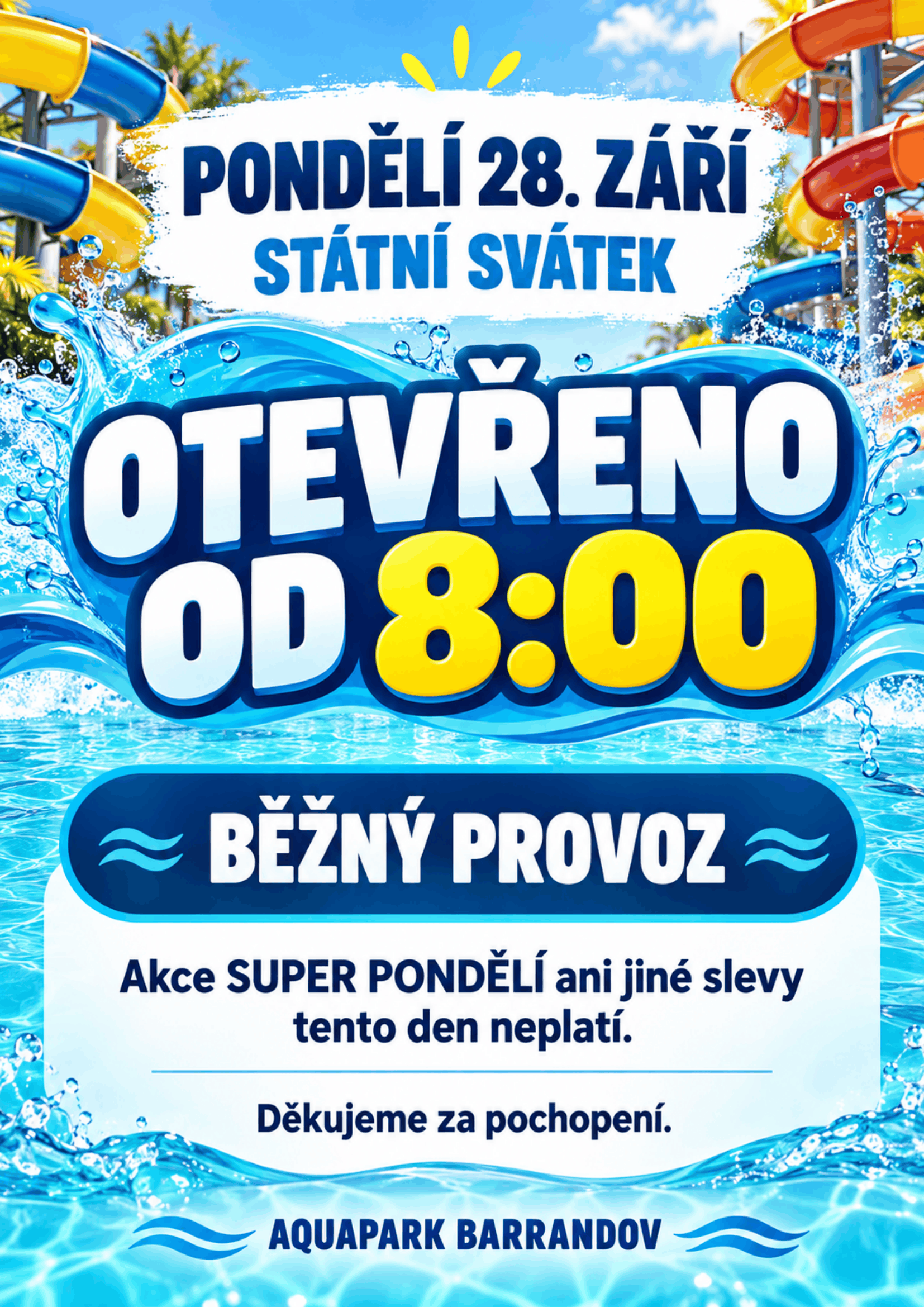 Otevírací doba v pondělí 28. září