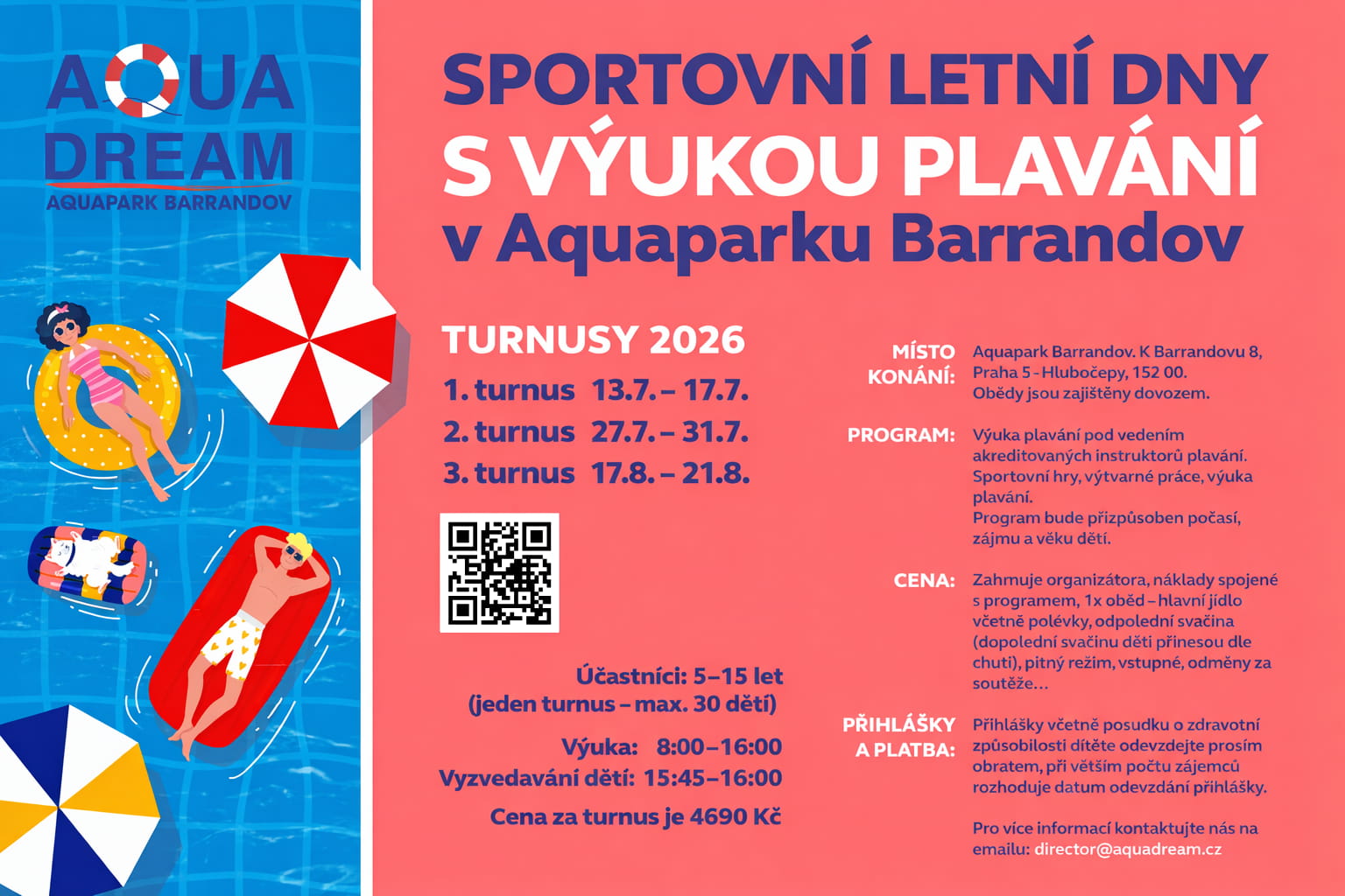 🌊 Letní sportovní dny v Aquaparku Barrandov 2026